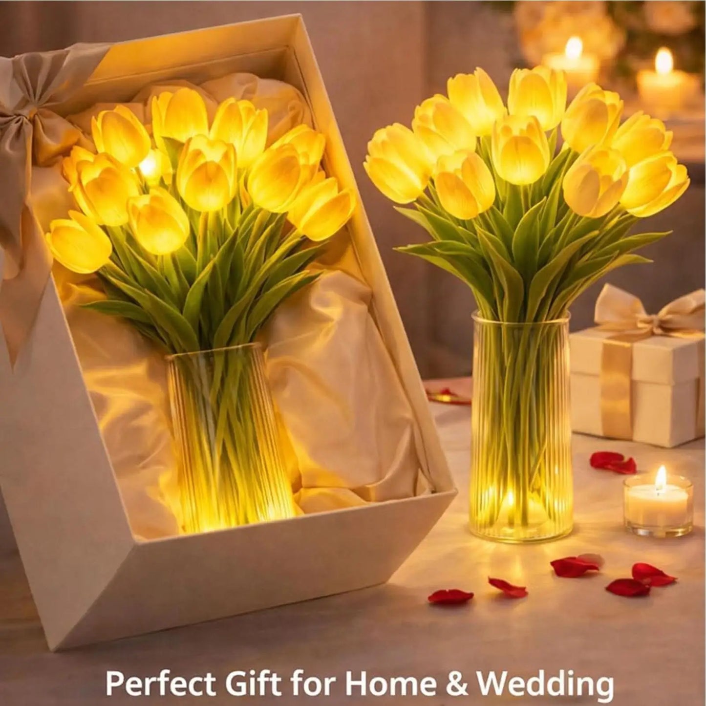 tulip shaped Floral Lamp Romantic Decorative Desk LED Night Light For Home Living Room Bedroom Indoor Outdoor Table Bedside