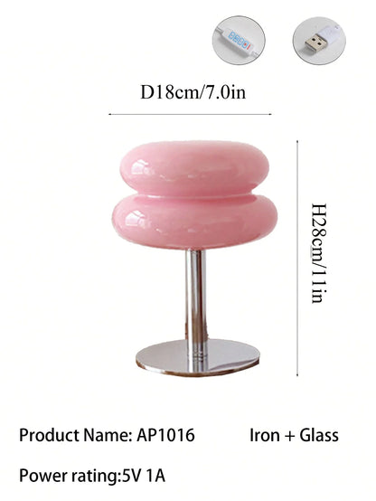 LED Table Lamp Macaron Glass Lustre Trichromatic Dimming Living Room Bedroom Study Atmosphere Lamps Eye Protection Night Light
