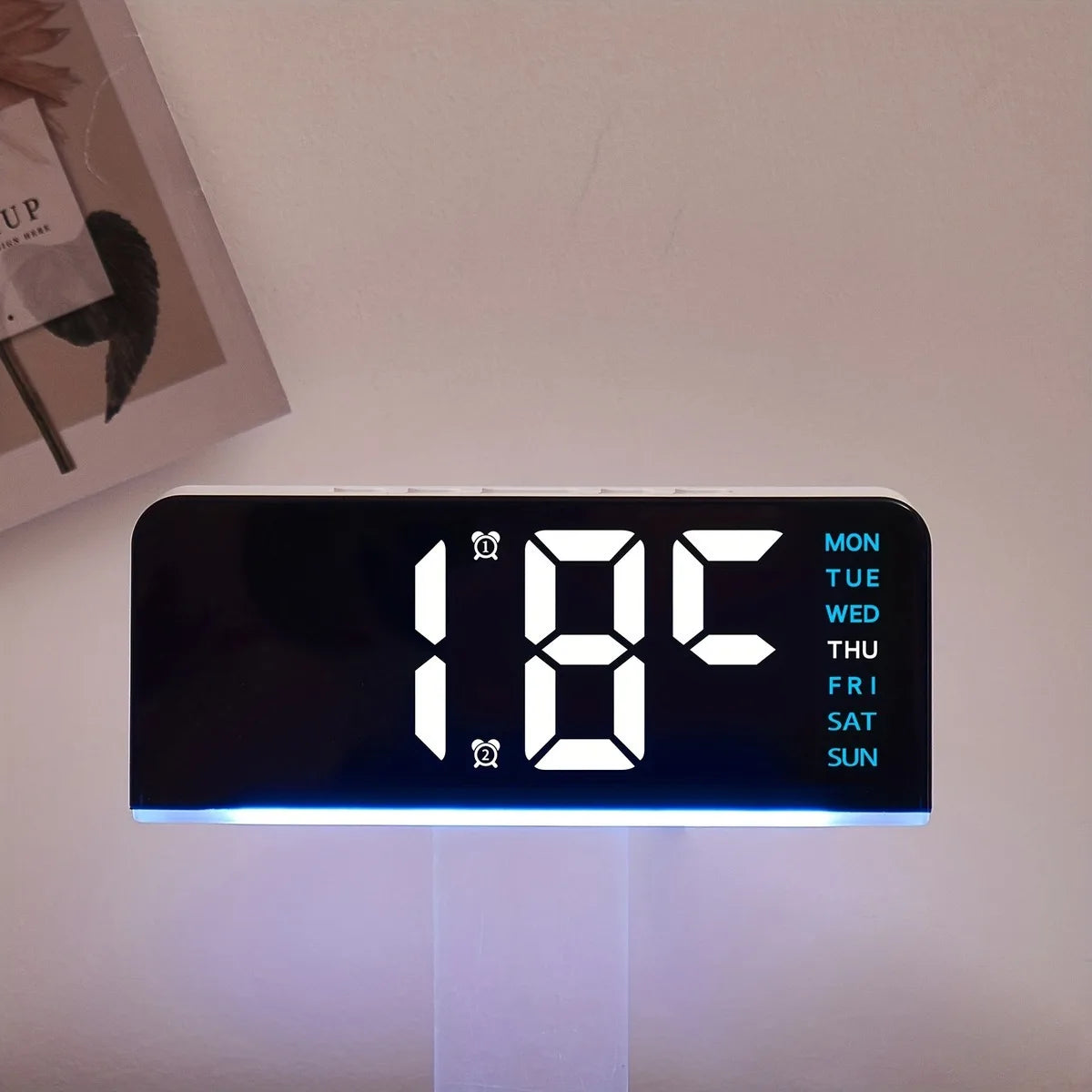 Innovative LED Digital Alarm Clock with Atmosphere Light & Date Display - USB Powered, Adjustable Brightness, Flat Crown Shape