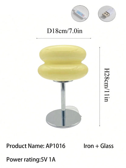 LED Table Lamp Macaron Glass Lustre Trichromatic Dimming Living Room Bedroom Study Atmosphere Lamps Eye Protection Night Light