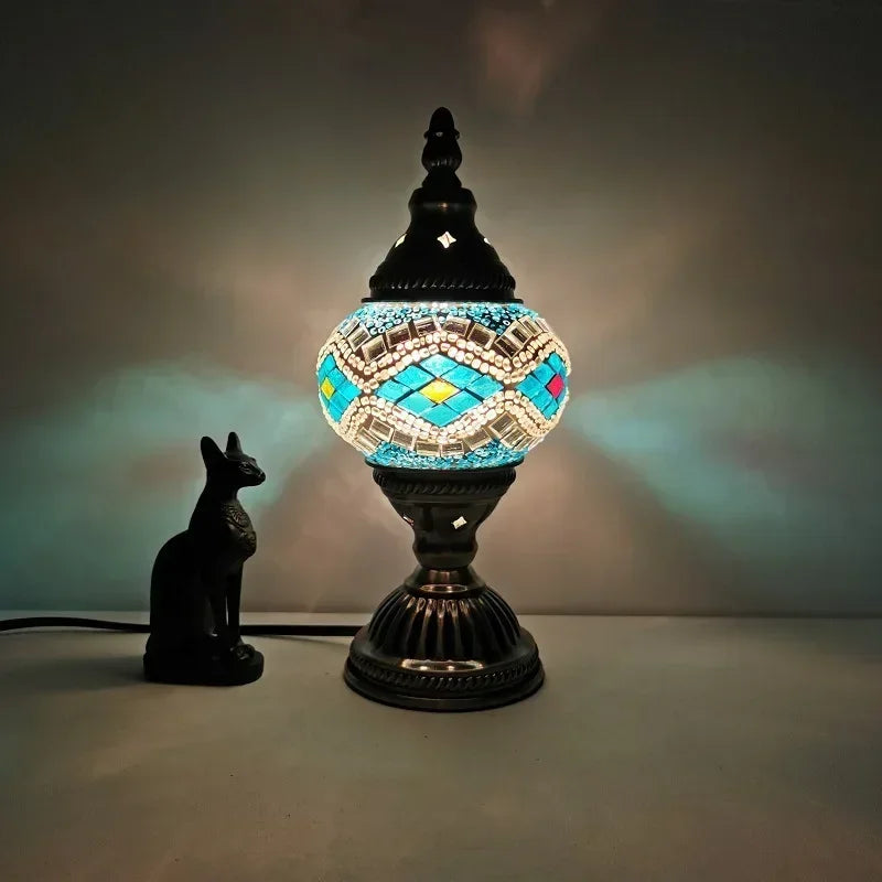2026 Classical Turkish Stained Glass Lampshade Romantic Mosaic Retro Table Lamp Bedroom Study Cafe Homestay Decoration Table Lam
