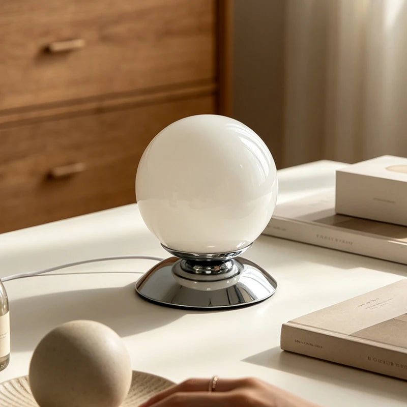 Globe Plinth Glass Table Lamp Italian Geometric Retro Bedside Lamp 3 Color Temperature Coffee Table Homestay Decor Table Lamp