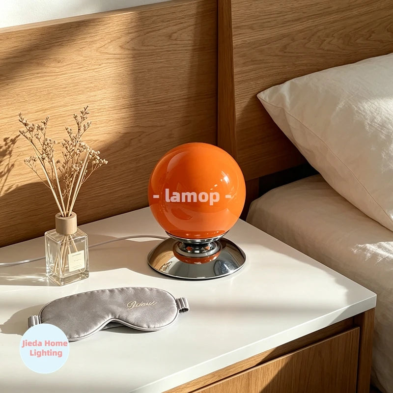 Globe Plinth Glass Table Lamp Italian Geometric Retro Bedside Lamp 3 Color Temperature Coffee Table Homestay Decor Table Lamp