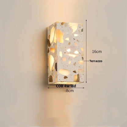 Modern Terrazzo Wall Lamp Wabi Sabi Marble Stone Texture LED Sconce Creative Lighting Fixture for Living Room Bedroom Cafe Decor