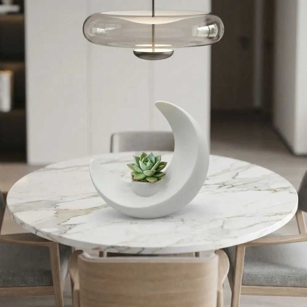 Creative Modern Moon-Shaped Flower Pots Minimalist Decorative Flower Holder Plastic Decorative Flower Vase Living Room