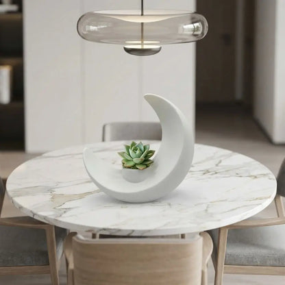 Creative Modern Moon-Shaped Flower Pots Minimalist Decorative Flower Holder Plastic Decorative Flower Vase Living Room