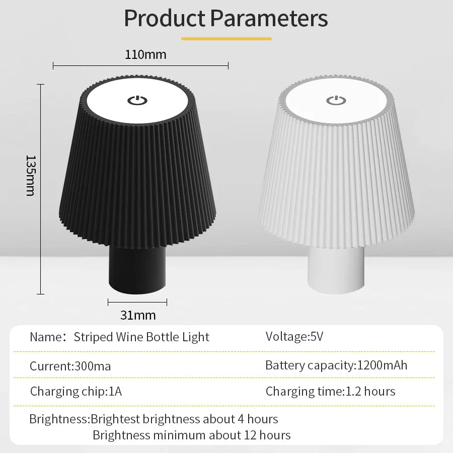 LED Wine Bottle Lamp Head Table Lamp Removable and Removable Portable Charging Decoration for Living Room Bedroom Bar Lighting