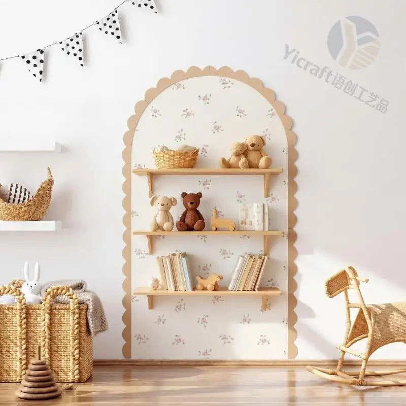Wood Wall Arch Decor DIY Unfinished Wooden Frame Scalloped Crafts Trim Accent Furniture Molding Kids Room Nursery Decals