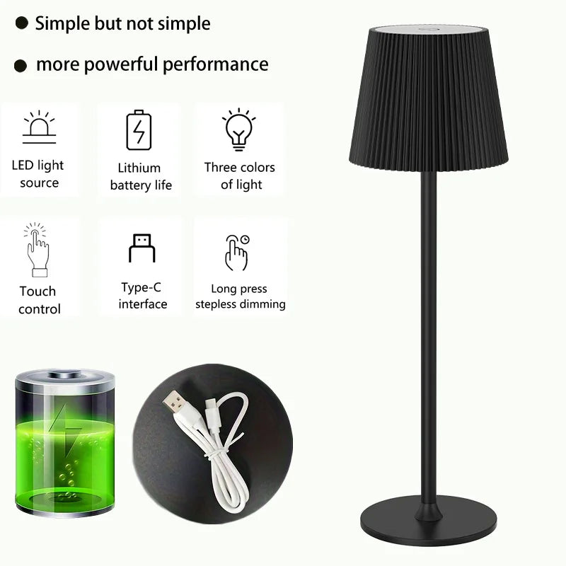 Striped Table Lamp Rechargeable Dimmable For Living Room Bedroom Study Office Dining Table Indoor Lighting LED Desk Lamp