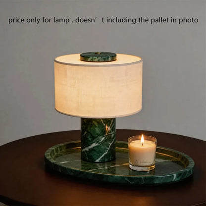 Luxury Marble Table Lamp with Fabric Shade | Modern Decorative Bedside Light for Living Room & Bedroom