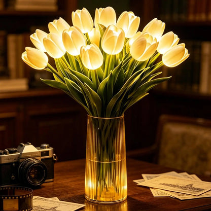 Tulips Shaped Floral Lamp Romantic Decorative Desk LED Night Light For Home Living Room Bedroom Indoor Outdoor Table Bedside