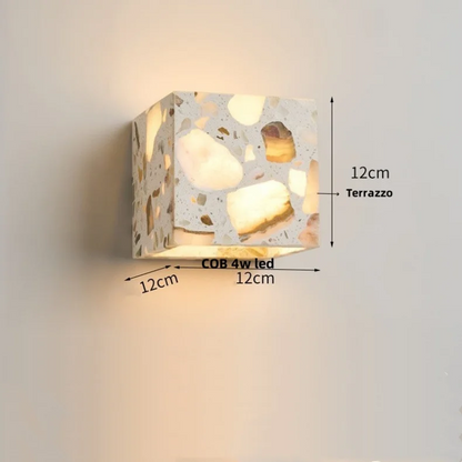 Modern Terrazzo Wall Lamp Wabi Sabi Marble Stone Texture LED Sconce Creative Lighting Fixture for Living Room Bedroom Cafe Decor