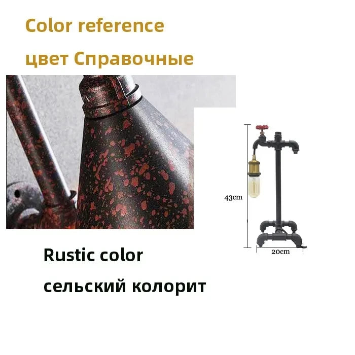 Loft Retro Industrial Wind Table Lamp Creative Led  Desk lamp Bar Cafe Study Bedroom Water Pipe Decorative Lamp