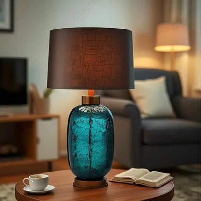 Modern Minimalist LED European Glass Table Lamp Hotel Guest Room Living Room Study Bedroom Bedside Decorative Lighting Lamps