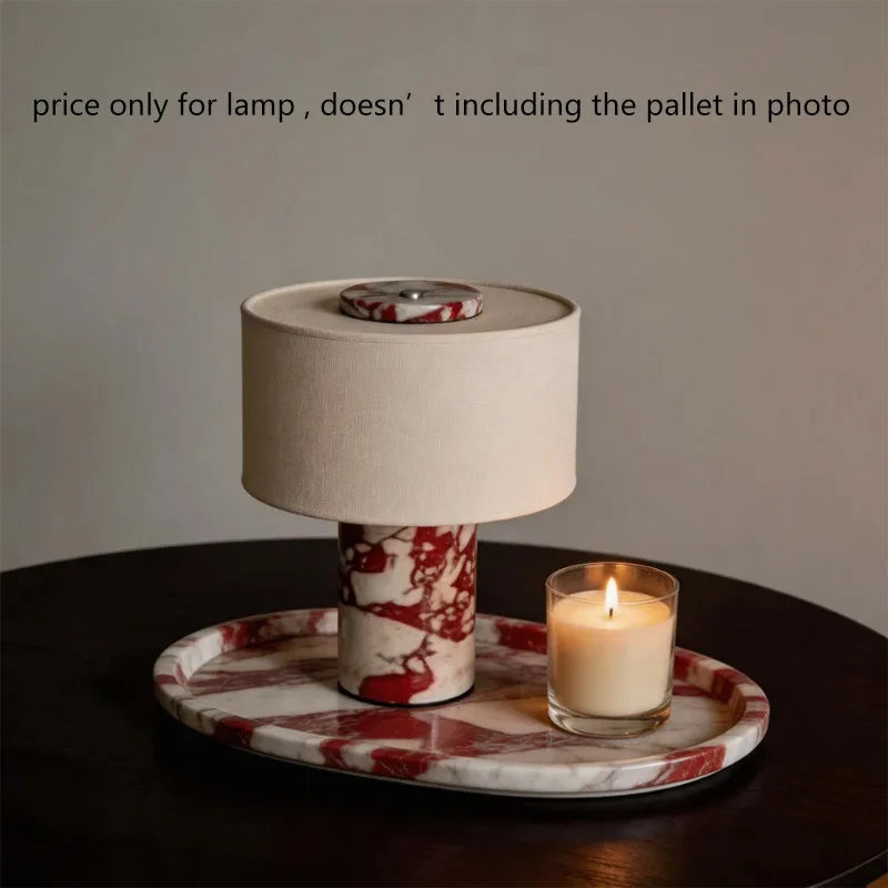 Luxury Marble Table Lamp with Fabric Shade | Modern Decorative Bedside Light for Living Room & Bedroom