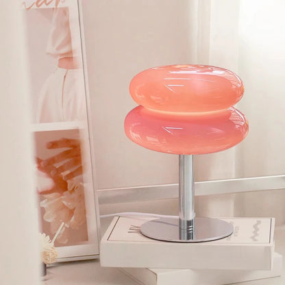LED Table Lamp Macaron Glass Lustre Trichromatic Dimming Living Room Bedroom Study Atmosphere Lamps Eye Protection Night Light