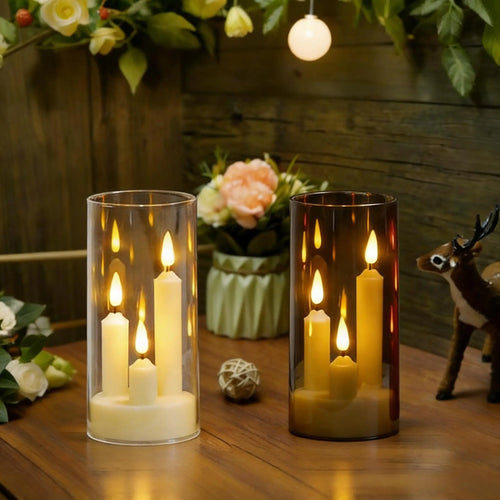 3 In1 Flameless LED Taper Candles Battery