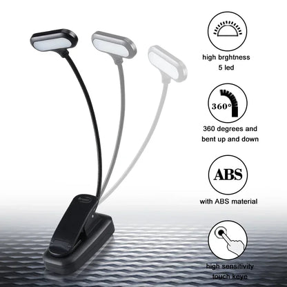 Mini LED Book Lamp Adjustable Clip-On Table Lamp Battery Powered Eye Protection Learning Lamp Portable Study Reading Night Light