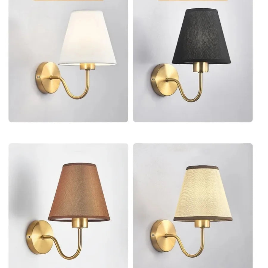 LED Fabric Retro Wall Lamp Indoor Lighting Modern E27 Fabric Wall Lamp Family Bedroom Bedside Hotel Lamp