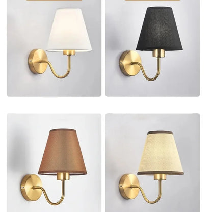 LED Fabric Retro Wall Lamp Indoor Lighting Modern E27 Fabric Wall Lamp Family Bedroom Bedside Hotel Lamp