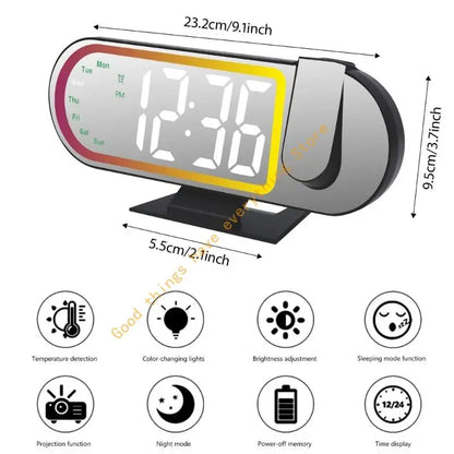 Modern Electronic Clock With Surrounding Light Consequences And Wall Ceiling Time Projection Feature 55KF