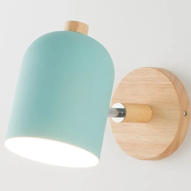Room Wall Lights Wall Decor Nordic Bedside Wall Lamps Macaroon Steering Head Wood Hanging Sconce Living/Bedroom Reading Lighting