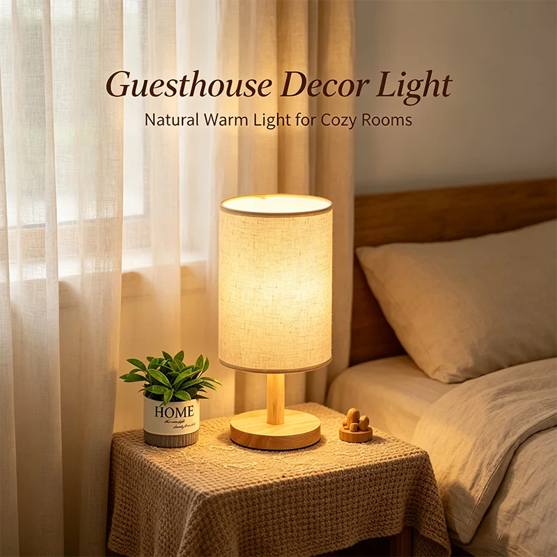 LED Table Lamps Simple Chinese Style Decoration Lamp Dimmable USB Plug Night Light Fabric Lampshade Bedroom Bedside Lighting
