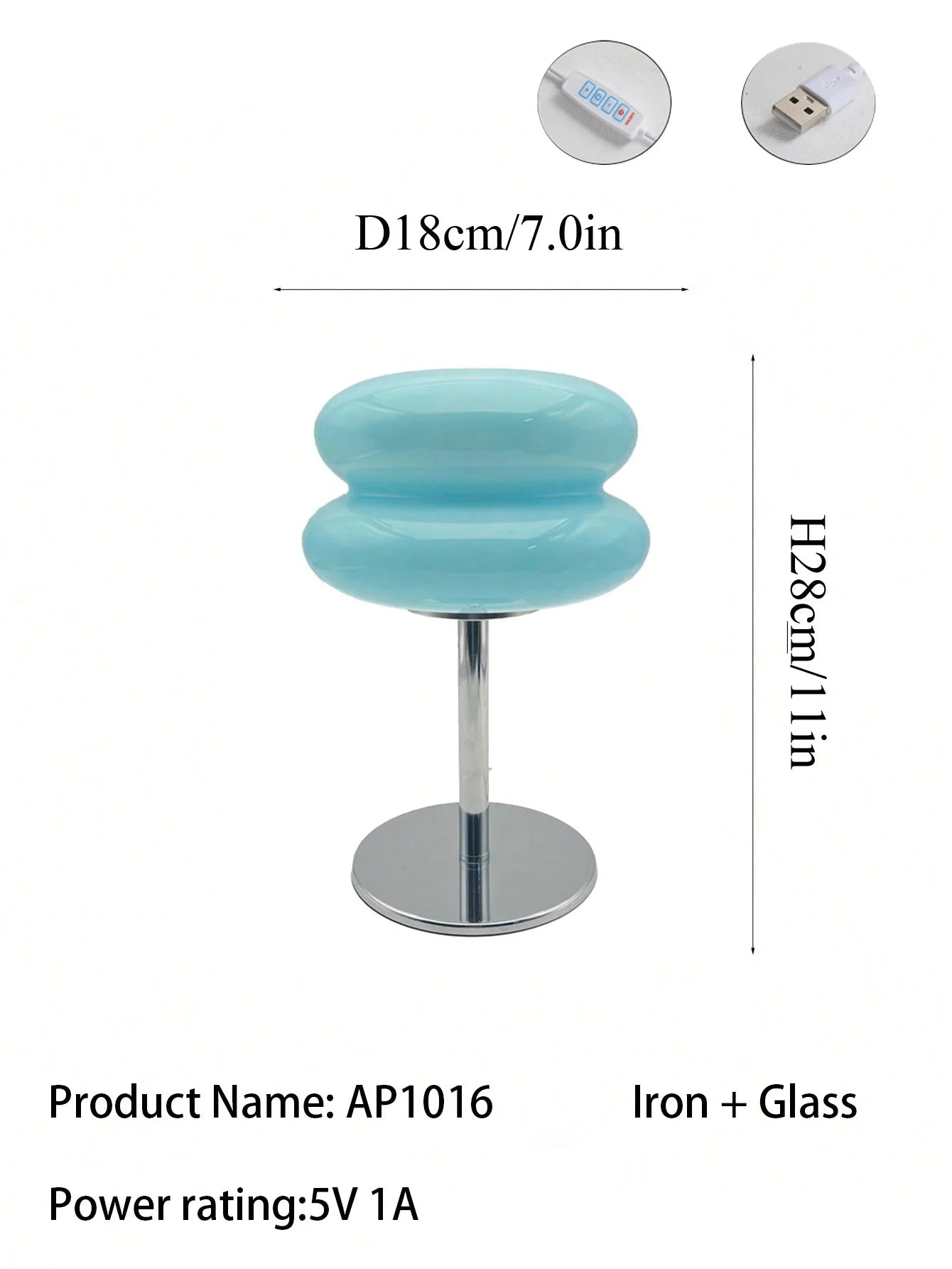 LED Table Lamp Macaron Glass Lustre Trichromatic Dimming Living Room Bedroom Study Atmosphere Lamps Eye Protection Night Light