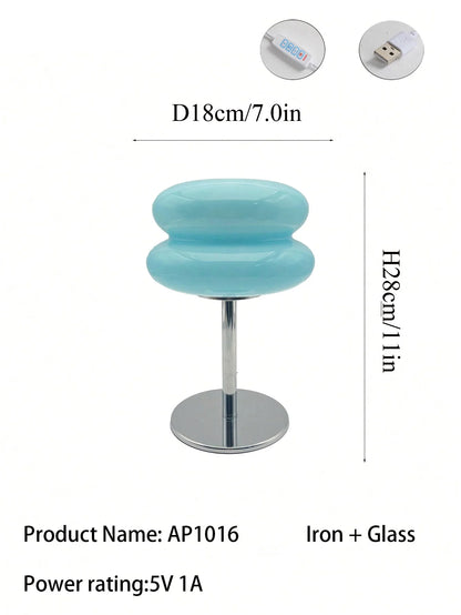 LED Table Lamp Macaron Glass Lustre Trichromatic Dimming Living Room Bedroom Study Atmosphere Lamps Eye Protection Night Light