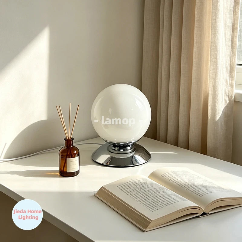 Globe Plinth Glass Table Lamp Italian Geometric Retro Bedside Lamp 3 Color Temperature Coffee Table Homestay Decor Table Lamp