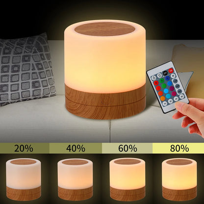 Portable Table Lamp with Bluetooth and Battery, Dimmable RGB, Wireless with Remote Control, for Bedroom, Gift, Camping,Home Deco