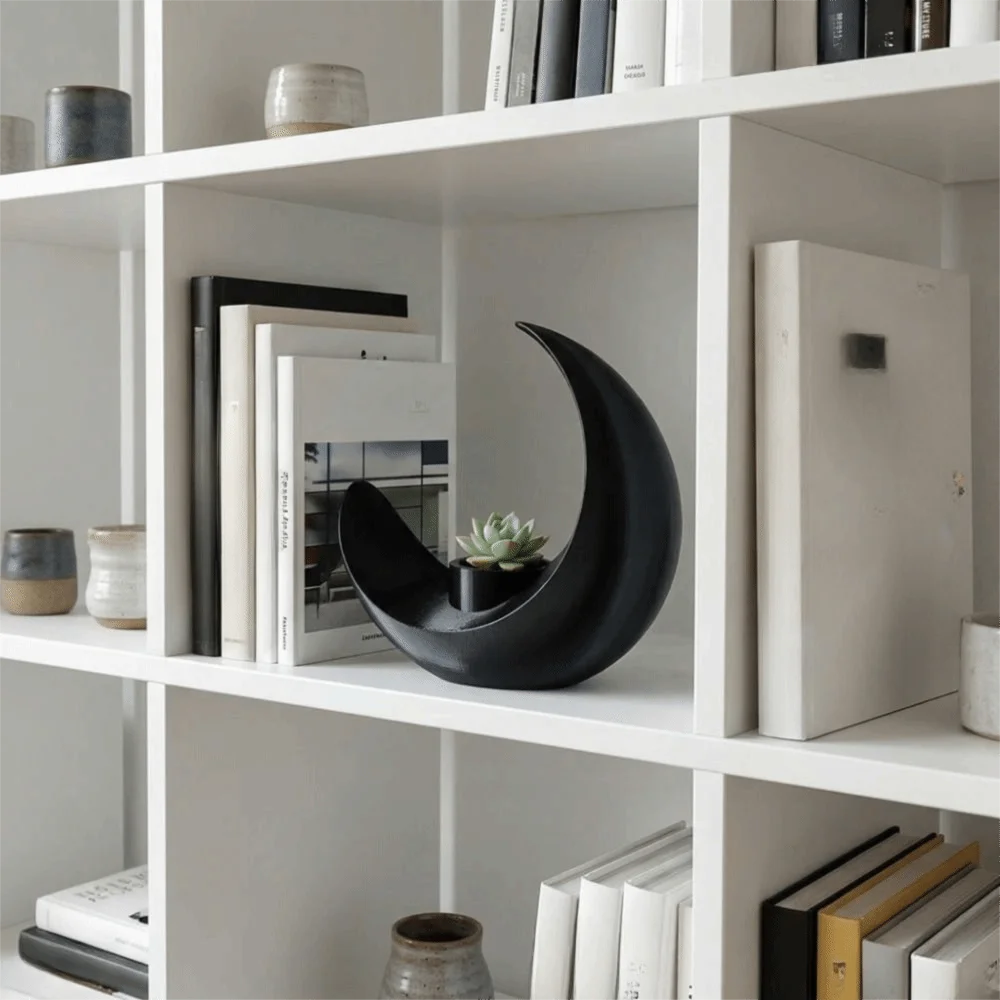 Creative Modern Moon-Shaped Flower Pots Minimalist Decorative Flower Holder Plastic Decorative Flower Vase Living Room
